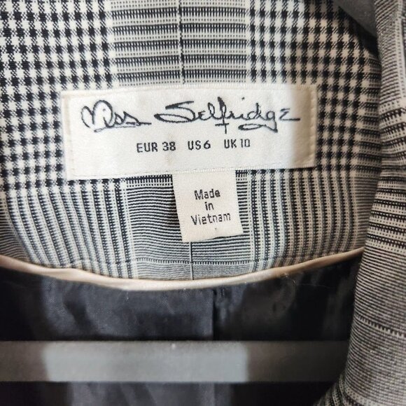 Miss Selfridge Glen Plaid Blazer in Black Size US 6 - Picture 4 of 6